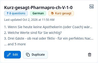 Kurz-gesagt-Pharmapro-ch-V-1-0 question template with 8 questions